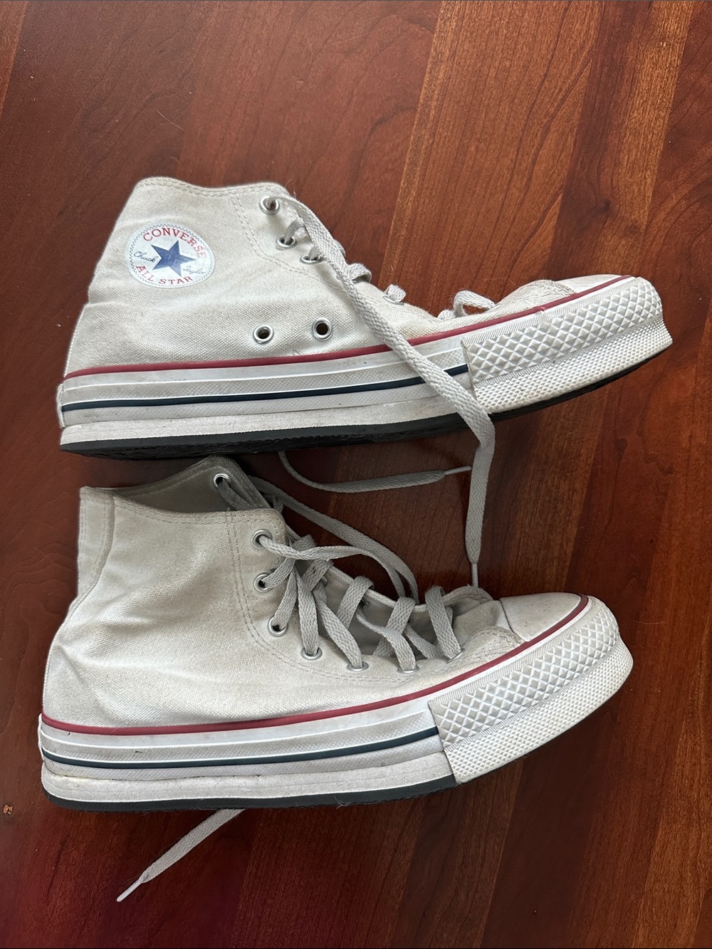 Converse White High Top platform Canvas Sneakers